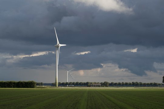 Flevopolder. Windmills. Windenergy.