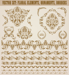 Fototapeta premium Set of vector damask ornaments.