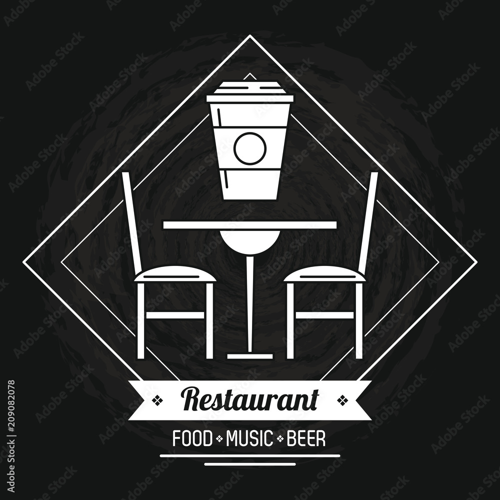 Poster restaurant food music and beer vector illustration graphic design