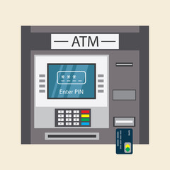 ATM teller machine,isolated on white background.