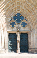 MAGDEBURG, GERMANY - June 11, 2018: Magdeburg cathedral entrance door