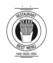 Restaurant food music and beer emblem concept vector illustration graphic design