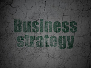 Finance concept: Green Business Strategy on grunge textured concrete wall background