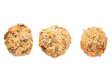 Delicious oatmeal cookies on white background
