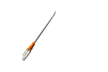Fototapeta premium Needle decompression during pneumothorax, emergency medical help. on a black background
