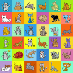pattern design with cartoon cat characters