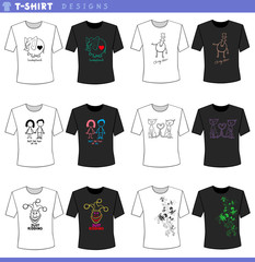 t shirt decorative designs concept set