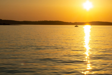 orange orizontal sunset on the sea