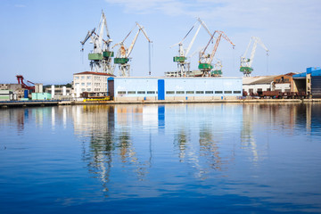 Fototapeta premium shipyard with large cranes