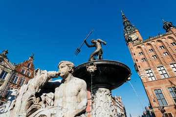 Fototapeta premium Neptune Fountain, Gdansk, Poland.