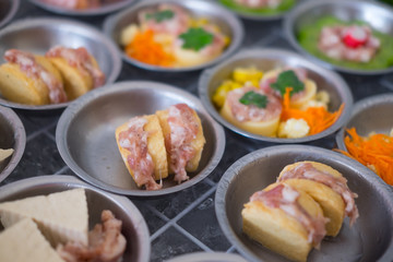 Various kinds of dim sum including dumplings traditional chinese food