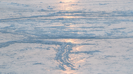Frozen sea view. Selective focus.