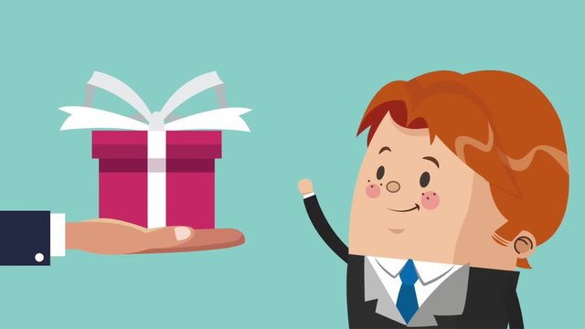 Businessman buying gift box cartoon High Definition animation colorful scenes