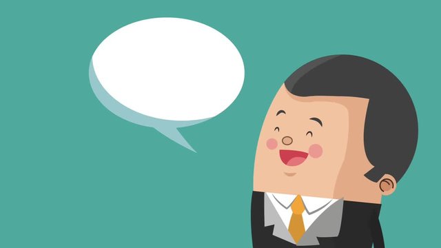 Businessmen talking with blank speech bubbles High Definition animation colorful scenes