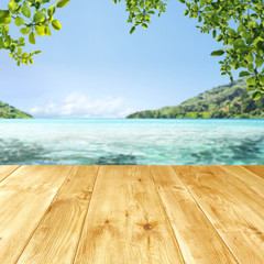 desk of free space and sea landscape 