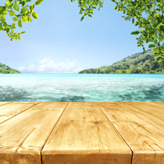 Fototapeta premium desk of free space and sea landscape 