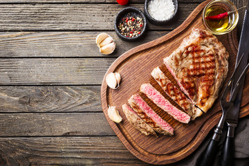 Medium rare grilled steak