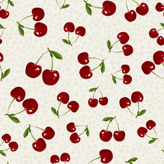 Seamless pattern with cherry berries.