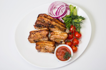 grilled meat on a white background