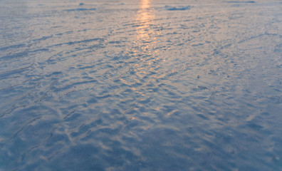 Frozen sea view. Selective focus.