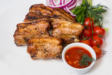 grilled meat on a white background