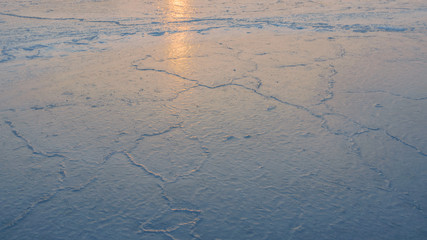 Frozen sea view. Selective focus.