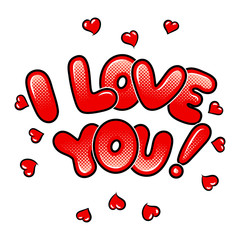 I love you words comic book pop art vector
