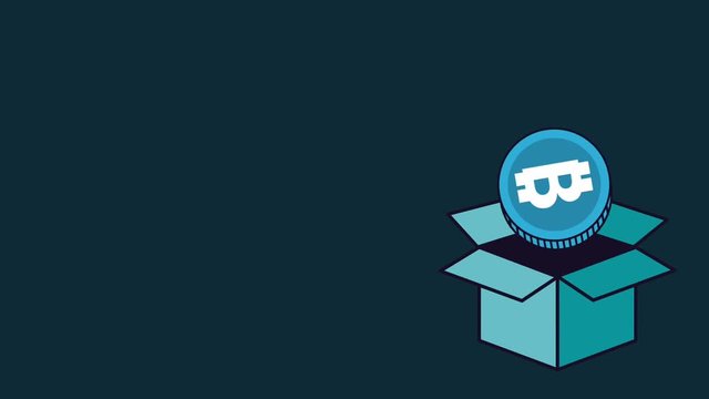 Bitcoin coming out from box High Definition colorful animation scenes