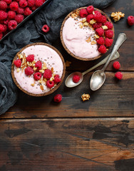 Raspberries smoothie bowls