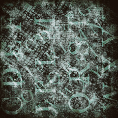 Colored grunge background with English letters
