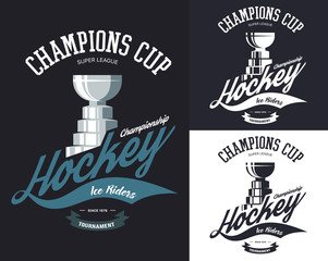 Trophy cup for hockey for t-shirt print - obrazy, fototapety, plakaty