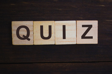 Quiz text on wood cube