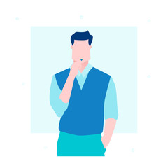 Businessman thinking - flat design style illustration