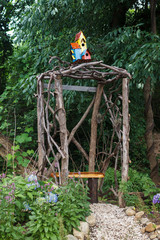 Unusual houses for birds. Birdhouses. A park