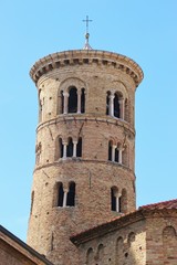 Fototapeta na wymiar The tower of Ravenna cathedral, built in the 5th century. Italy, South Europe.