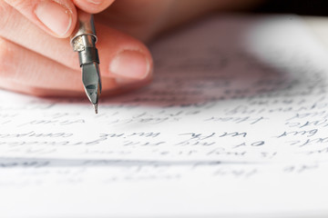 Antique fountain pen writing