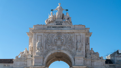 Fototapeta na wymiar The Triumphal Rua Augusta Arch, Arco Triunfal da Rua Augusta at Lisbon City Center, Portugal