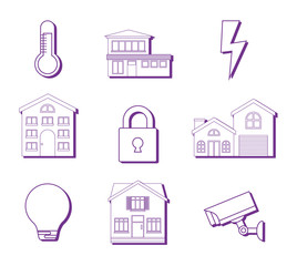 Icon set of smart home design over white background, vector illustration