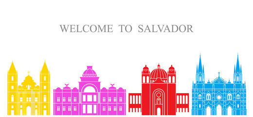 Obraz premium Salvador set. Isolated Salvador architecture on white background