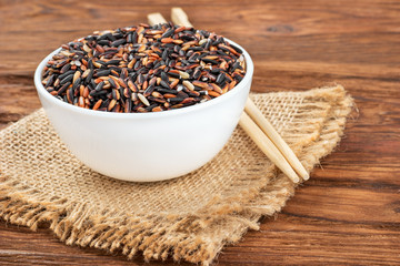 Black rice in a bowl
