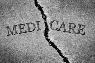 Old Cracked Sidewalk Cement Dangerous Broken Medicare Program Crisis Failure