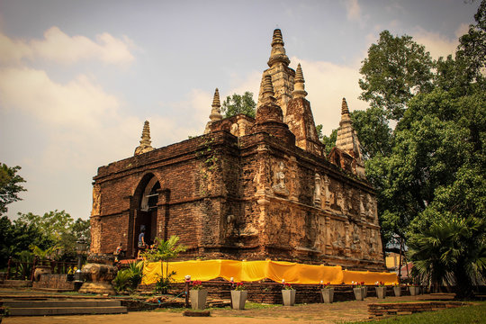 Landmark Wat jed yod. The temple in Chiangmai Thailand