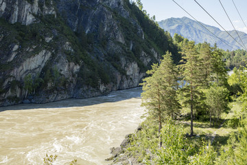 Mountain landscape with a water stream in Altai, Siberia, Russia
