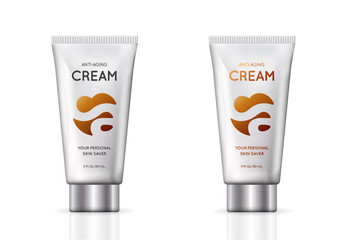 Anti-aging Hand Cream Contained in Cosmetic tube, 3d illustration for Advertising in Vector.