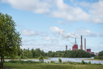 Fumes rising from factory