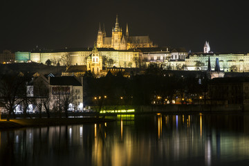 Night panorama of the Cathedral in Prague.