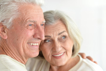 close up portrait of happy mature couple