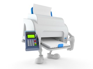 Printer character holding credit card reader