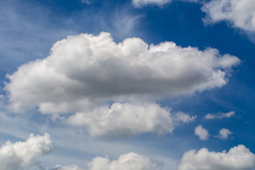 White fluffy clouds in the blue sky background