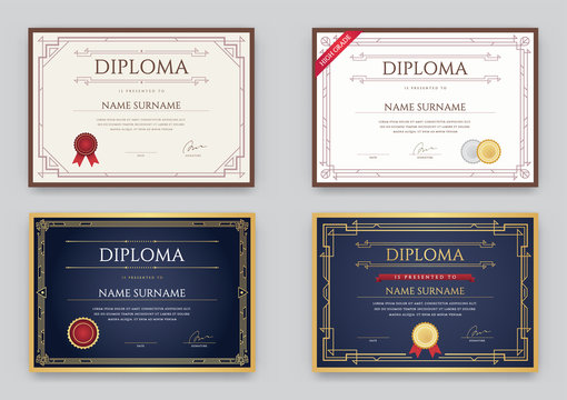 Big Set of Diploma or Certificate Premium Design Template in Vector